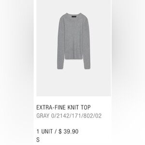 Zara Gray Extra-Fine Knit Sweater